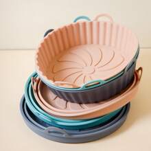 1pc Air Fryer Silicone Baking Mat, Non-Stick Reusable Round Baking Tray For Home, Easy To Clean