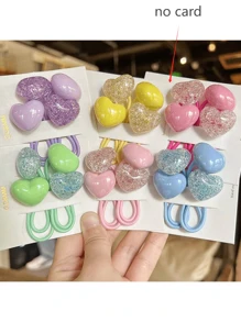 12个/2个彩色裂纹釉心形发圈，休闲可爱ABS塑料（ABS树脂）高弹橡皮筋，适合所有季节，可作马尾辫发圈、发绳、发饰、头饰、弹力发圈 - 彩色 - 查看 12