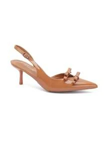 Fashionable Elegant Bow Decor Pointed Toe High Heel Sandals Stylish Sandals Summer Sandals For Women - Khaki - View 2