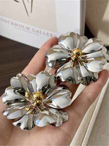 1 par de brincos grandes de metal floral estilo europeu e americano exagerados, para mulheres, festa, viagem, joia para presente