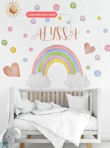 1pc Large 30cm*120cm Watercolor Rainbow Wall Sticker, Reusable Colorful Peel And Stick Fabric Wallpaper For Nursery, Kids Bedroom, Living Room, Game Room Decor Gifts Birthday Graduation Home Decor Back To School School Supplies - Multicolor - View 8