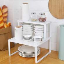 Multi-Layer Kitchen Rack, Countertop Cabinet Expandable Storage Shelf, Pot Rack, Tabletop Spice Rack, Kitchen Organizer, Food Storage Rack, Sturdy Stackable Kitchen Storage Shelf - Multicolor - View 4