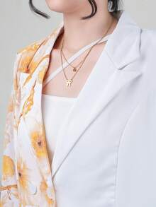 Blazer largo informal para mujer de uso casual  bicolor de moda - Amarillo - Ver 5