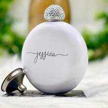 1 Piece Stainless Steel Mini Flask, Bridesmaid Gifts, Personalized Rhinestone Lid Flask, Round Bridesmaid Flask 5oz, Customized Engraved Bridesmaid Proposal Gift, Wedding Party Gift, Unique Bridesmaid Gift Idea,Multi-Functional, ,Ornamental,Reusable,Exquisite,Stylish,High-Quality,Colorful,Modern,Custom,Personalized,Unique,Ideal Gifts For Him,Ideal Gifts For Her,Home Refresh,Customized Flagon,Home & Living,Haunt Your Home,Souvenirs,Chic Design - Multicolor - View 8