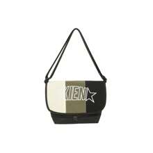 Unisex Kids' Colorblock Shoulder Bag, Casual Letter Print Crossbody Flap Backpack