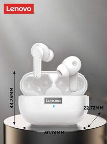 Lenovo Słuchawki Bluetooth  LP1S, ulepszona wersja, półdouszna jakość dźwięku HIFI, typ do biegania/sportu, bardzo długi czas czuwania, muzyka, mikrofon, inteligentna redukcja szumów, bezprzewodowe słuchawki douszne do smartfona i tabletu - Biały - Zobacz 6