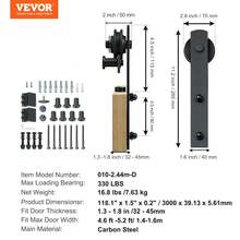 BENTISM 10 Ft, 118.1'' X 1.5'' X 0.2'' Sliding Barn Door Hardware Kit - 1 - View 7