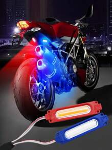 1-2-5 Stück/Set 12V COB Rot & Blau Blinklicht, geeignet für Motorrad, Fahrrad, Elektrofahrzeug Atmosphäre Dekorationszubehör - COB-Blitz - Übersicht 2