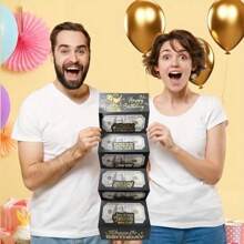 1 个惊喜生日现金礼品信封，带 6 个插槽 - 优雅的黑色和金色设计，男女通用的节日钱夹，适合任何生日庆祝活动，独特的纪念品，现金礼品展示 | 优雅的礼品信封 | 精美的纪念品，适合母亲节、伴娘礼物、毕业礼物、生日礼物、结婚礼物、生日、新娘、婚礼