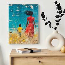 1 Pc  Fashion Black Ladies With Teen Canvas Art Wooden Framed Canvas Painting -  Thickness 2.25cm/0.9inch,Home Gift Decoration, Room Decoration Aesthetic, Wall Decoration Art, Perfect Gift, Autumn And Winter Wall Decoration, Living Room Decoration, Bedroom Decoration, Kitchen Decoration, Entry Decoration, Bathroom Decoration, Direct Wall Painting, High Quality Wall Painting Poster