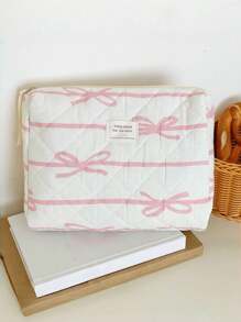 1 Pc Korean Style Pink Bowknot Makeup Bag Travel Large Cosmetic Storage Bag Portable Washing Bag