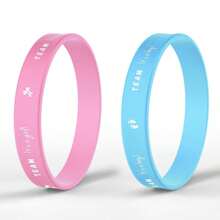 20 件装性别揭示团队腕带，带脚印和蝴蝶结设计，蓝色和粉色硅胶手环，适合男孩和女孩派对 - 彩色 - 查看 5