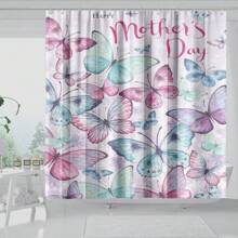 1PC Gelukkig Moederdag Thema Douchegordijn, Dagelijkse Leuke Stijl Douchegordijnset, Waterdichte Doek Douchegordijn, Cartoon Olifant Patroon Bedrukt Badkamer Gordijn Decoratie (Multi-Kleur, 180cm X 180cm)