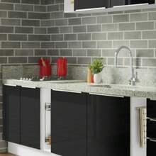 Cocina Integral Completa Modular Madesa Lux Sabrina 300cm Color Blanco/Negro - Blanco y Negro - Ver 7