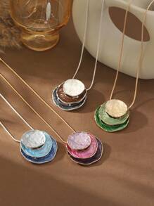 1 Set Fashionable & Elegant Personalized Creative Exaggerated 3D Zinc Alloy Circle Layer Pendant Necklace & Earrings, Jewelry Decor Gift For Women And Girls, Christmas, Street Style, Party