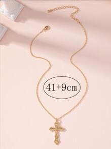 1pc 2025 Fashion Cross Pendant Necklace, Minimalist Versatile Vintage Design, Cross-Border