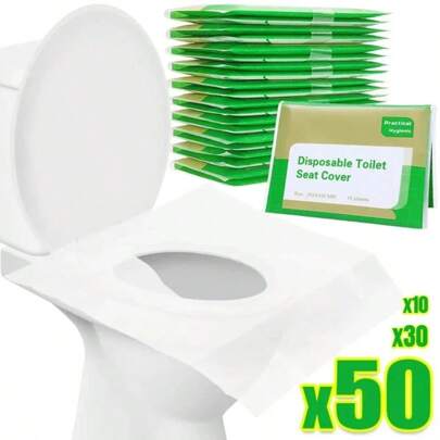 10-100pcs/Pack Disposable Toilet Seat Covers, Portable Travel Camping Hotel Bathroom Waterproof Toilet Mat Accessories