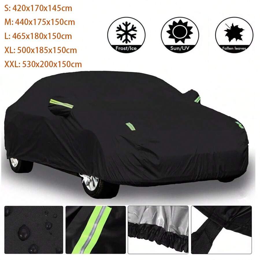 Car Cover, Outdoor Full Set Car Covers, 190T All Weather Waterproof Automobiles Cover, Sunscreen And Scratch Proof, Side Sliding Door, Universal Car Cover For Parking Lot Or Street - S - View 1