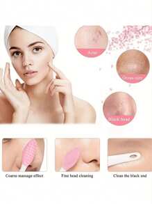 2pcs/4pcs/8pcs Silicone Face Brushes, Double-Sided Blackhead Brushes, Silicone Nose Brush, Lip Cleansing Brush - Multicolor - View 3