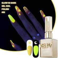 قطعة واحدة طلاء أظافر جل فسفوري أصفر يضيء في الظلام، 15 مل - طبقة علوية مضيئة للاستخدام المنزلي وصالون المناكير وعمل DIY، طويل الأمد