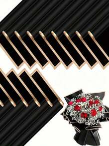 20/40/60张装花束包装纸，金边韩式包装纸，适合DIY手工礼品包装装饰，23 x 23英寸，包装纸，薄纸，花束包装用品（黑色），万圣节，圣诞节，情人节