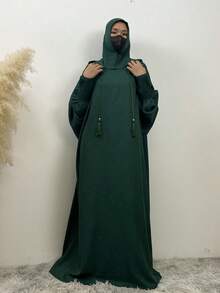 Fashionable Oversized Batwing Sleeve Hooded Dress,Modest