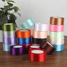 25 Yards Colored Satin Plain Satin Ribbon Gift Roll Packaging DIY Birthday Party Decoration - Multicolor - View 2