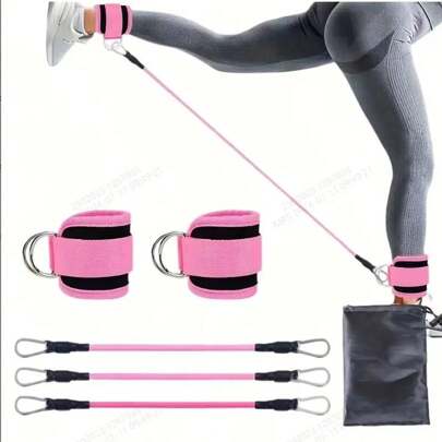 6 件套脚踝阻力带套装，用于腿部和臀部训练 - 可调节多功能健身带，附锻炼指南，适合家庭和健身房锻炼 - 中等张力拉绳，适合运动和健身 - 情人节、妇女节、母亲节、感恩节礼物、运动、健身房、家庭锻炼、运动配件、健身房配件、CrossFit 配件的理想选择
