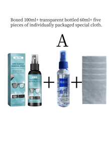 100ml Eye Cleaner, 60ml Two Styles Of Glasses Cleaner, Equipped With Special High-Elastic Glasses Cleaning Cloth, Easy To Carry When Going Out, Party, Outing, Business Trip, Camping, Life, Beach Leisure, Anti-Fog Spray For Glasses, And Lens Cleaning Spray For Clear Vision.(New And Old Models Are Shipped At Random.)