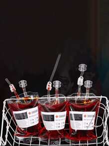 3 件套血袋饮料装饰套装，塑料双管饮料袋，适用于派对装饰，无需电源，庆祝活动的服装和道具 - 彩色 - 查看 8