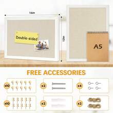 2-Pack 16''X 12'' Cork Board For Walls Wood Framed Bulletin Boa , Small Pin Board For Home Kitchen Office D Rative Hanging 20 Pushpins