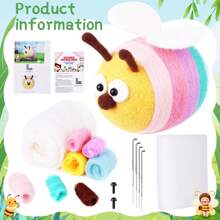 Kit di feltro in lana per principianti di feltro a spillo per realizzare bambole a forma di ape, include tappetino in schiuma e aghi da feltro, artigianato decorativo per la casa, regalo di compleanno per ragazzi e ragazze