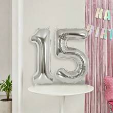 40 英寸银色数字铝箔气球，大尺寸数字气球适用于生日派对、婚礼、周年纪念、新年、圣诞节、情人节装饰和摄影背景