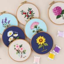 1 Set Hand-Embroidery DIY Craft Kit, Beginner Embroidery Materials Package For Making Small Embroidered Items As Gift For Mother, Friend, Embroidery Decoration For Clothing, Bags, Hats