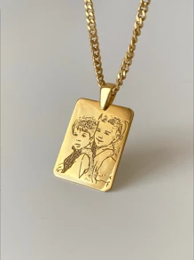 Collar personalizado con foto grabada, grabado personalizado de foto, collar de acero inoxidable de 18 k, colgante de retrato de oro/plata, joyería personalizada de familia/mascota, regalo perfecto, dorado, elegante, colorido, vintage, simple, unisex, casual, lindos, personalizados, únicos, regalos ideales para él, regalos ideales para ella, novia, novio, papá, mamá, familia, amigos, para aniversarios, para cumpleaños, para graduación, para baile de graduación, para fiestas, suministros escolares, de vuelta a la escuela, para la oficina, para la escuela, para el aula, para regalos de maestros, para la universidad, para colegas, para dormitorios, para maestros, para niños y niñas, para adolescentes, estudiantes de secundaria, estudiantes de secundaria, estudiantes universitarios, universitarios