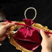 10 件装，丝绸婚礼糖果袋抽绳礼品袋，节日派对礼品珠宝制作展示和包装用品，非常适合订婚纪念品、派对礼品和礼物，可重复使用的礼品袋 - 彩色 - 查看 5