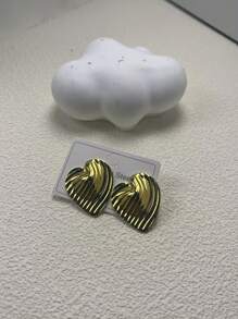 1 par/4 pares de aretes minimalistas con forma de corazón y flor geométrica, aretes mini ligeros y compactos de nicho coreano para mujeres