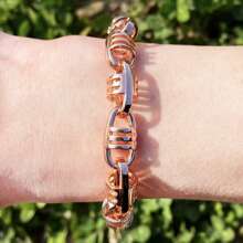 DUBSS 1 Piece Coffee Bean Cuban Link Bracelet For Men Plated Copper Hip Hop Jewelry - Chain - View 7