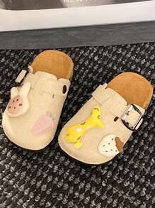 1 Pair Children Fashionable Slippers, Boys And Girls Indoor/Outdoor Casual Shoes, Breathable Anti-Slip Wear-Resistant Shoes, Summer Breathable Beach Shoes, Cute Animal Decor, Versatile, Toddler Walking Shoes