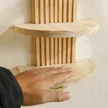 قطعة واحدة من الرفوف الجدارية الخشبية الهندسية بتصميم قوس الحضارة البوهيمية، رف عائم خشبي عصري منتصف القرن، تصميم قوس لديكور الجدران، رف عائم للكتب في غرفة المعيشة والحمام والنوم والفصل والمكتب والحضانة، ديكورات غرفة طبيعية وديكورات حديقة وديكورات حفل الزفاف وديكورات المنزل