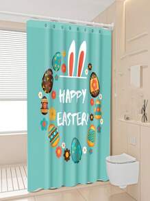 1pc, Colorful Eggs, Rabbit Ears, Happy Easter Letter Graphic Printed, Easter Elements Waterproof Shower Curtain Tapestry Wall Hanging Curtain, With 12 Hooks, Waterproof Polyester Fabric Shower Curtain, Decorative Bathtub Divider Home Decoration Bathroom Accessories, Great As Gift Mother's Day Flowers, Personalized Gifts For Mom, Last Minute Gifts, Mother's Day Ideas, Mothering Sunday Gifts, Handmade Cards For Mum, Best Mother's Day Gifts Under $50