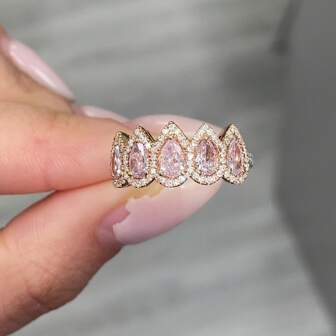 925 Sterling Silver Teardrop-Shaped Cubic Zirconia Ring, Luxury Sparkling Jewelry, Fashion Party Gift For Women