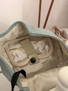 Sac de maquillage à fermeture éclair de couleur unie, trousse de toilette cylindrique pour le rangement, unisexe pour la maison, les voyages et l'utilisation quotidienne