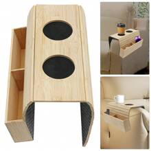 YUNRUX Bamboo Sofa Armrest Tray Drink Snack Holder Serving Table Armchair Tray - Ginger - View 1
