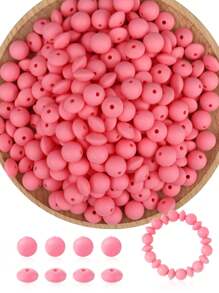 100Pcs Silicone Round Beads 12mm Mix Color Silicone Beads Charm Colorful Loose Spacer Jewelry Beads DIY Craft Beads For Making Necklace Bracelet Lanyard Keychain Accessories