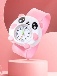 1pc Cute Panda Slap Watch - Pink & Black - Multicolor - View 7