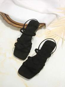 Fashionable & Versatile French Breeze Sandals, Korean Style Delicate Strap Graceful Flat Slippers, Suitable For Summer Outdoor Wear - Black - View 6