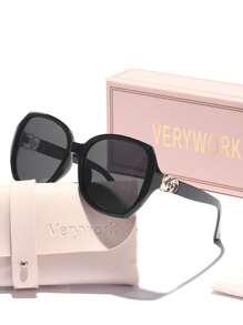 Verywork 1 件方形超大优质奢华品牌设计女士时尚眼镜适合户外活动街拍配饰夏季海滩度假、户外、旅行礼物的理想选择 - 彩色 - 查看 2