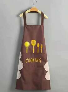 1 pièce Tablier vert, tablier de cuisine imperméable et résistant à l'huile, tablier de cuisine à essuyer-main avec poche pour téléphone