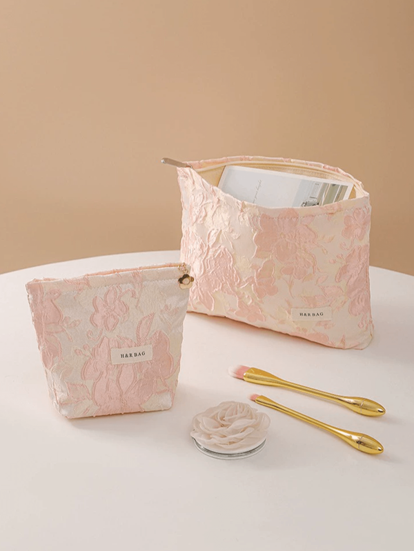 1 Piece/Set Y2K Fashionable Blue Lily Flower Travel Cosmetic Bag Shape Large Capacity Cosmetic Bag Cosmetic Bag Skin Care Bag Toiletry Bag Packaging Cube, Suitable For Lipstick, Brushes, Skin Care Products, Mobile Phones, Coins, Small Items Storage, Etc. Travel Essentials Travel Accessories Travel Must Haves